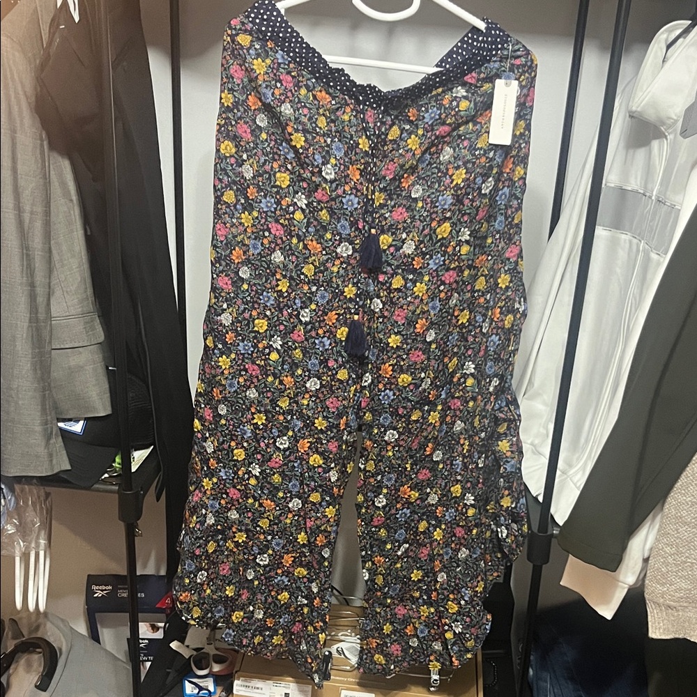 Anthropologie Floral Jumpsuit with Black Base
